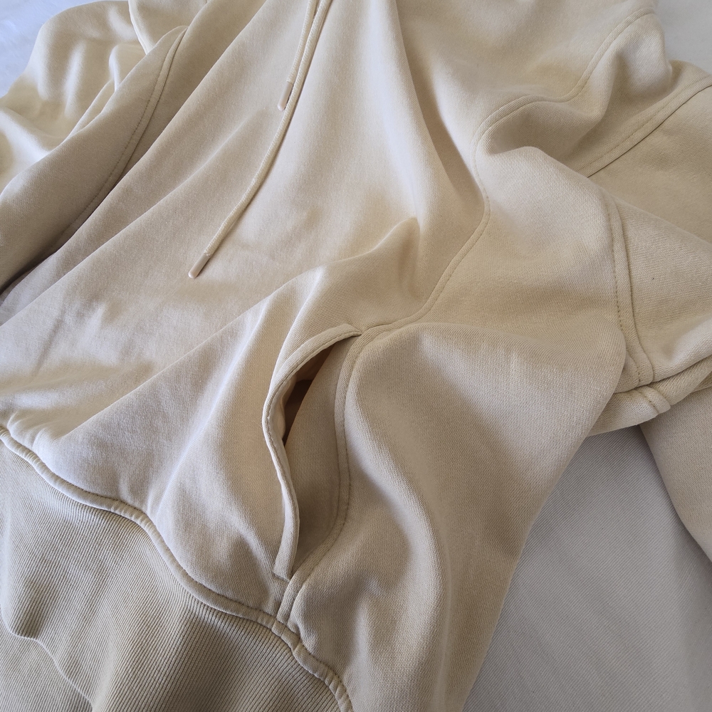 Harmony & Balance Cream Oversized Hoodie M Minimalist Athleisure Lounge Pullover - Picture 9 of 11